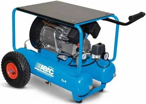 Abac Compresseur 9+9L 3CV Entraînement Direct, Bi-Cylindre En V, Vitesse Lente Nouveauté